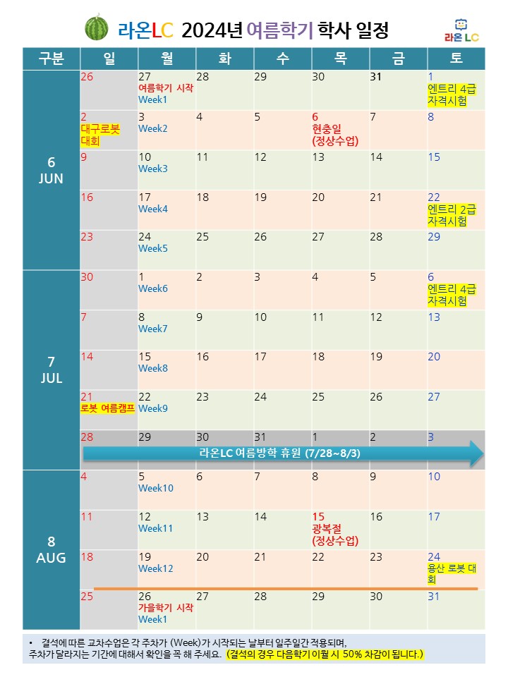 [라온LC][마곡로봇코딩]2024년 6월 여름학기 시작입니다.
